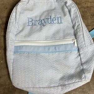 Striped Blue and White Backpack